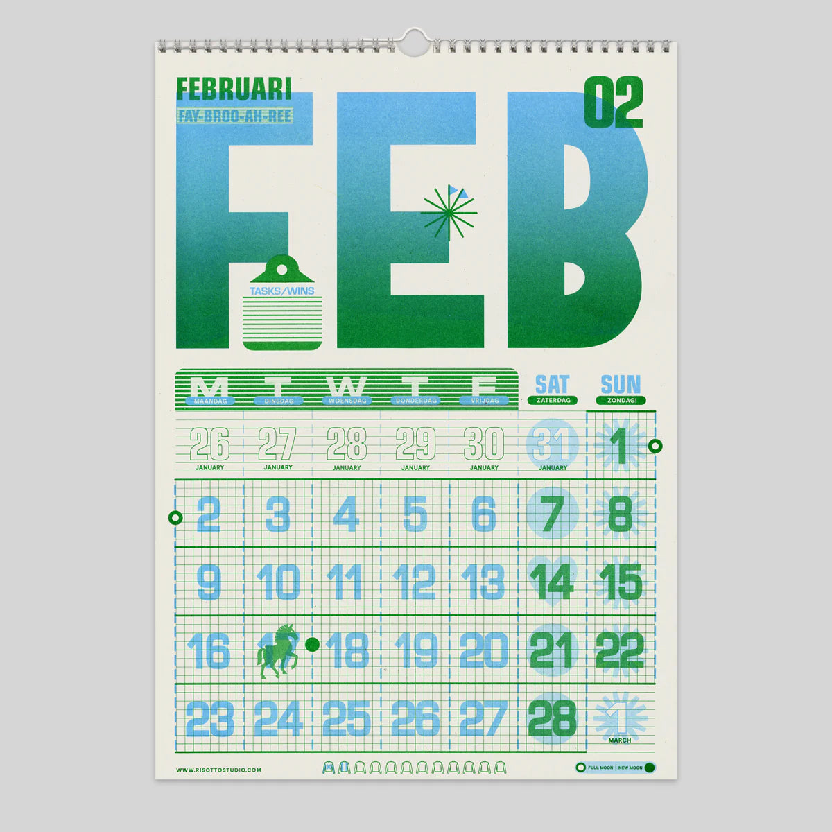 2026 Risograph Wall Calendar - A3