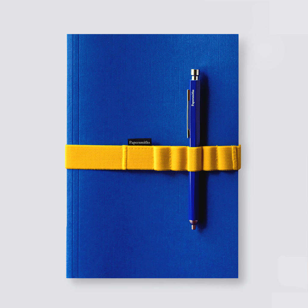 Azurite Notebook, Pen and Band Trio - Primo Gel Pen / Dot Grid Paper