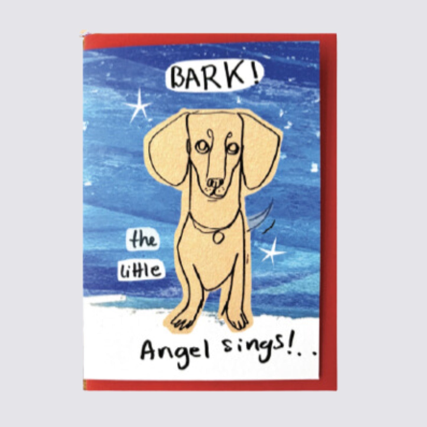 Christmas dog greetings card red envelope