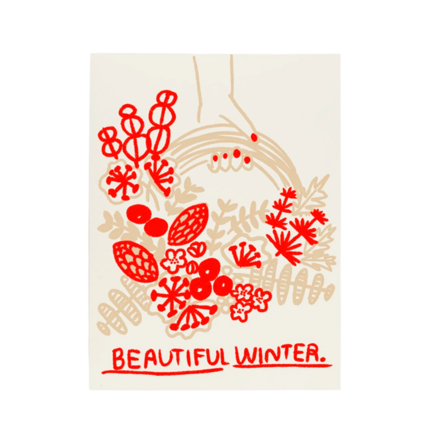 Illustrated flowers bright christmas card