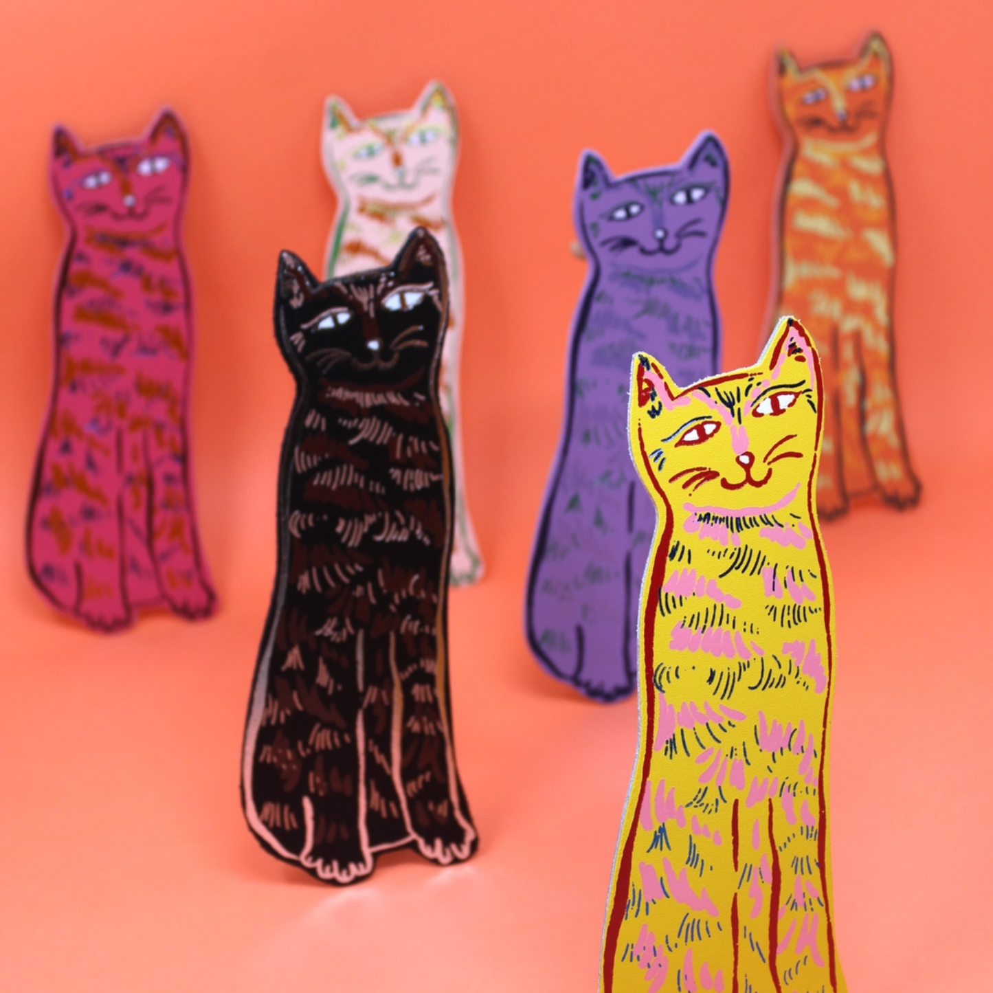 Cat Tails Bookmark - Orange