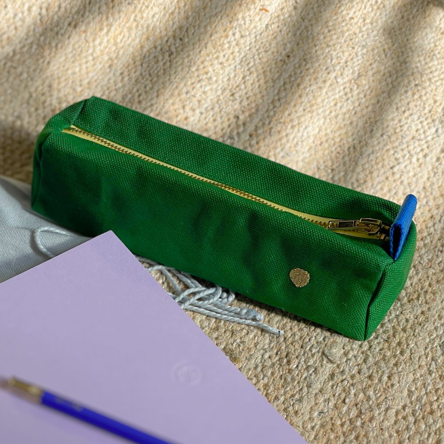 organic cotton green pencil case