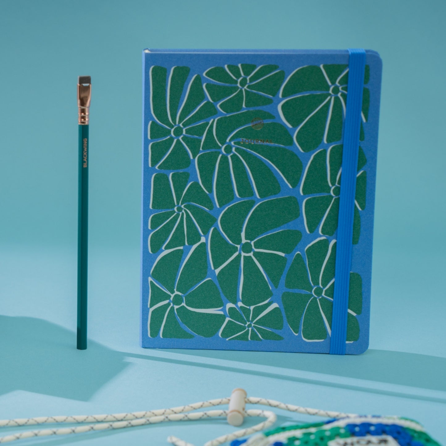 Notebook in Green and Blue Print