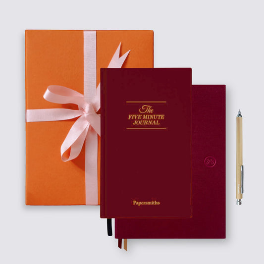 Mulberry Red Notebook, Five Minute Journal and Primo Pen Gift Set