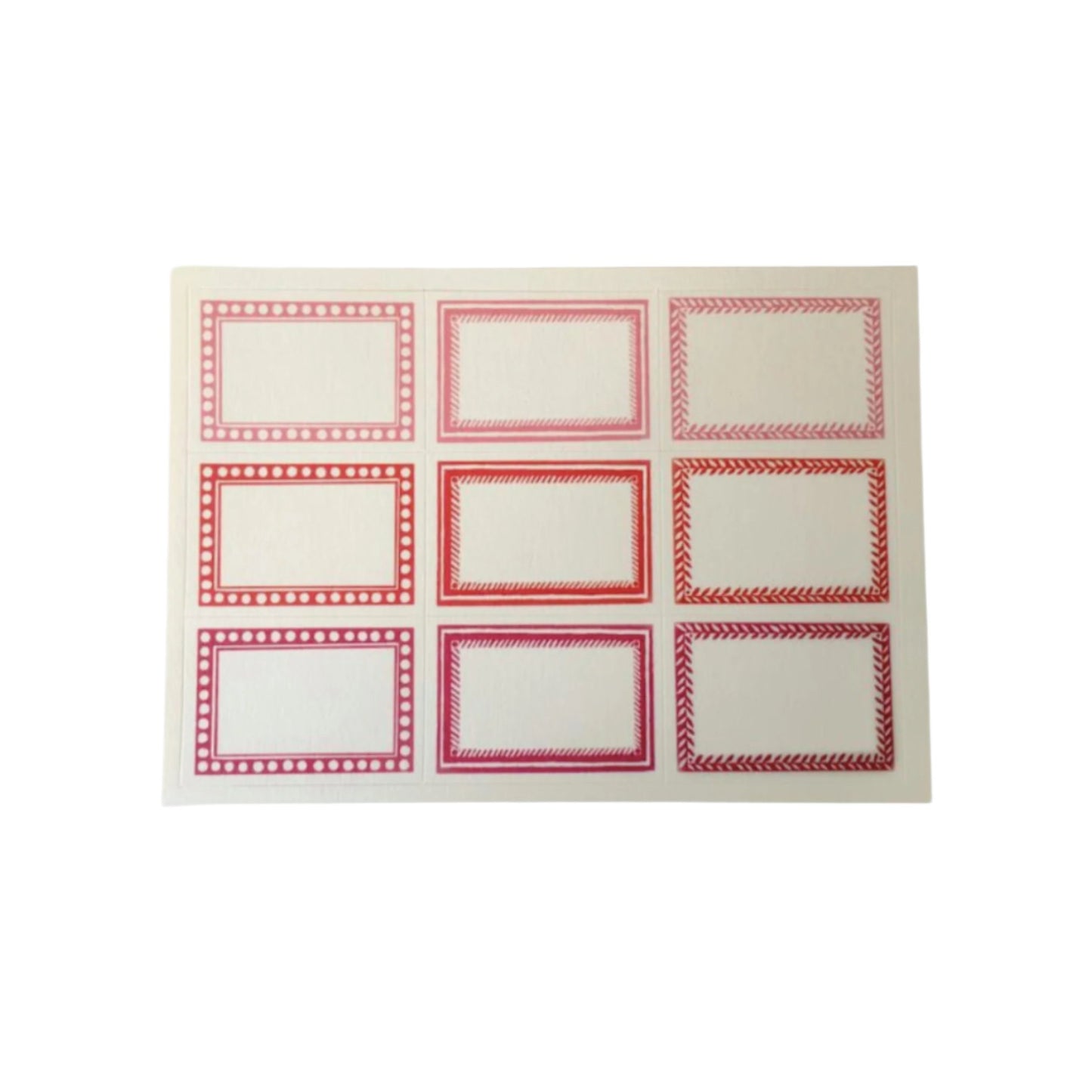 set of 18 red labels for writing