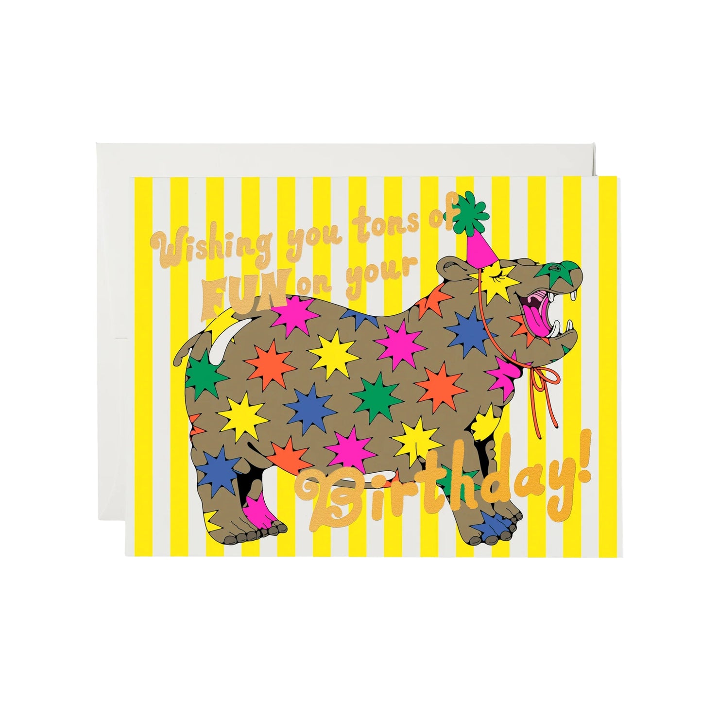 Hippo Neon Birthday card
