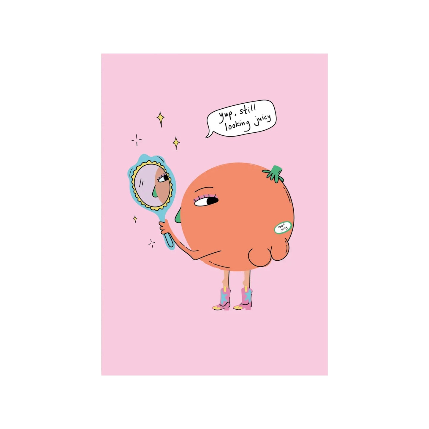 Still Juicy Card - Cute Orange fruit illustration.