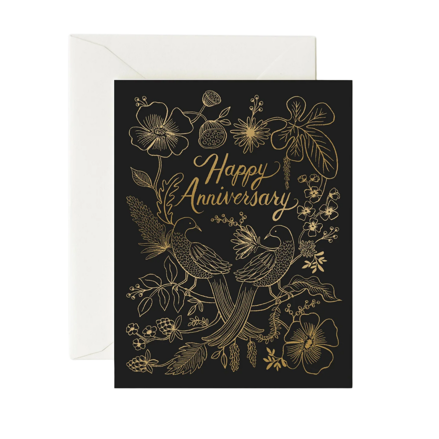 Happy Anniversary Gold Foil card with Peacock