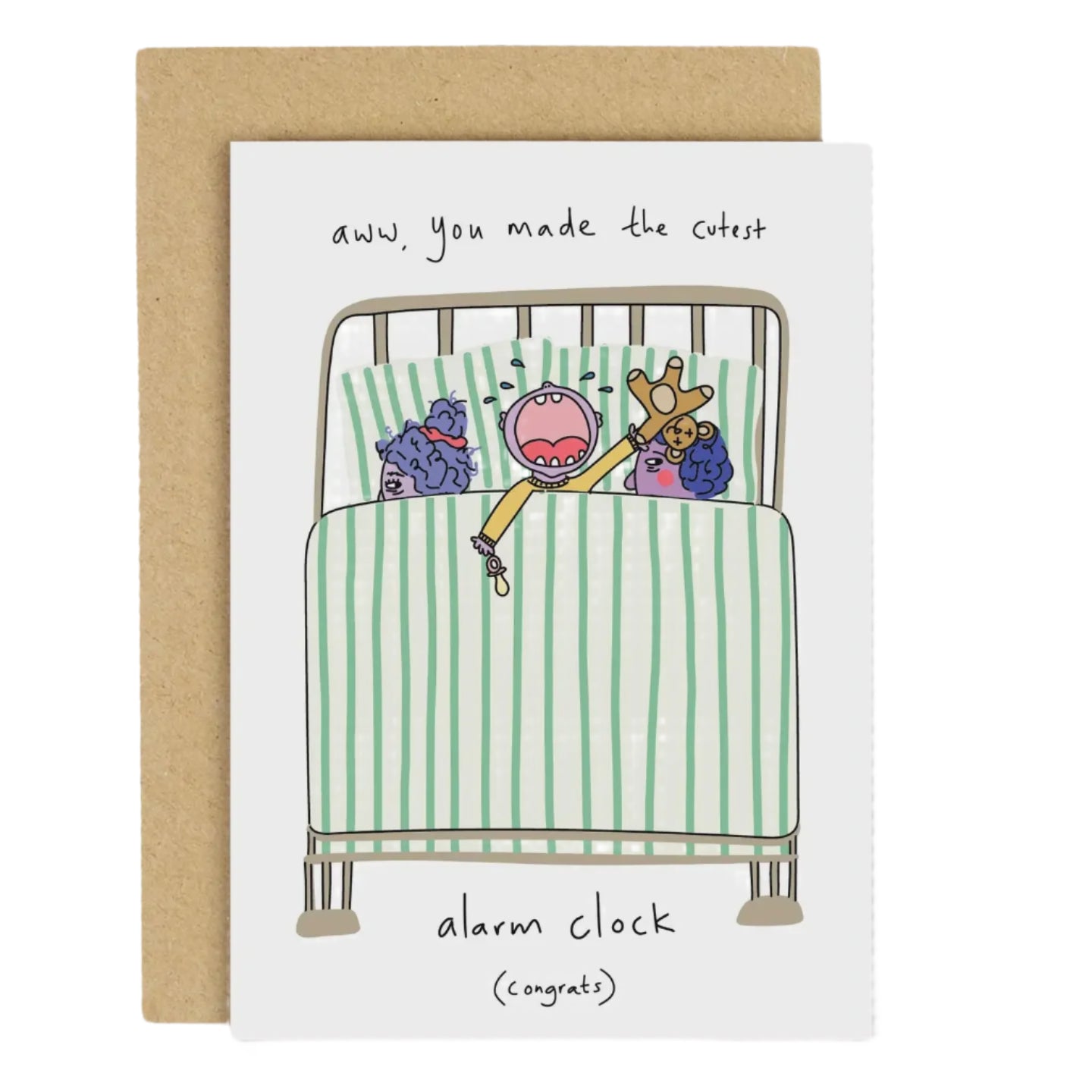 Illustrated Baby alarm clock Card