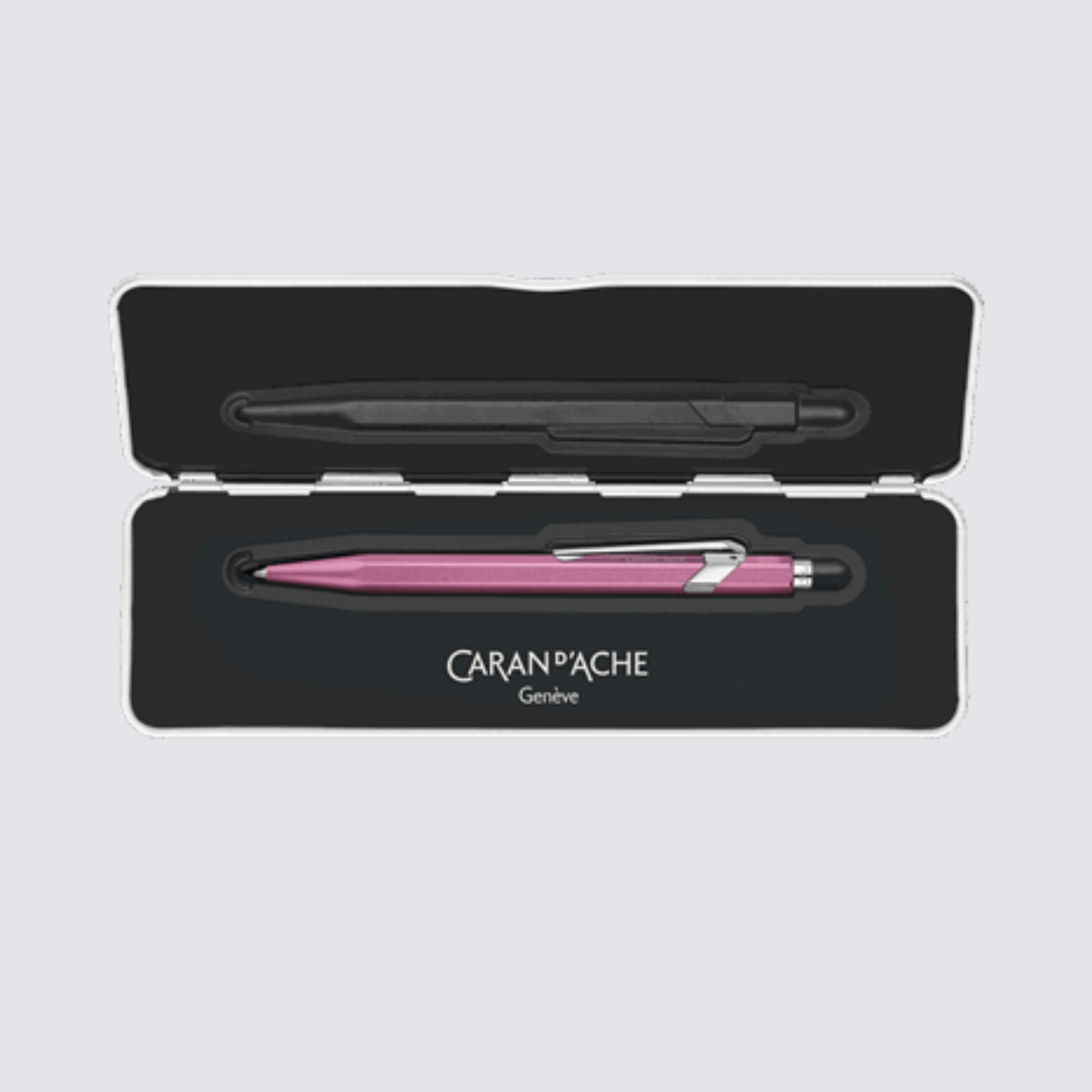caran dache pink pen with metal case