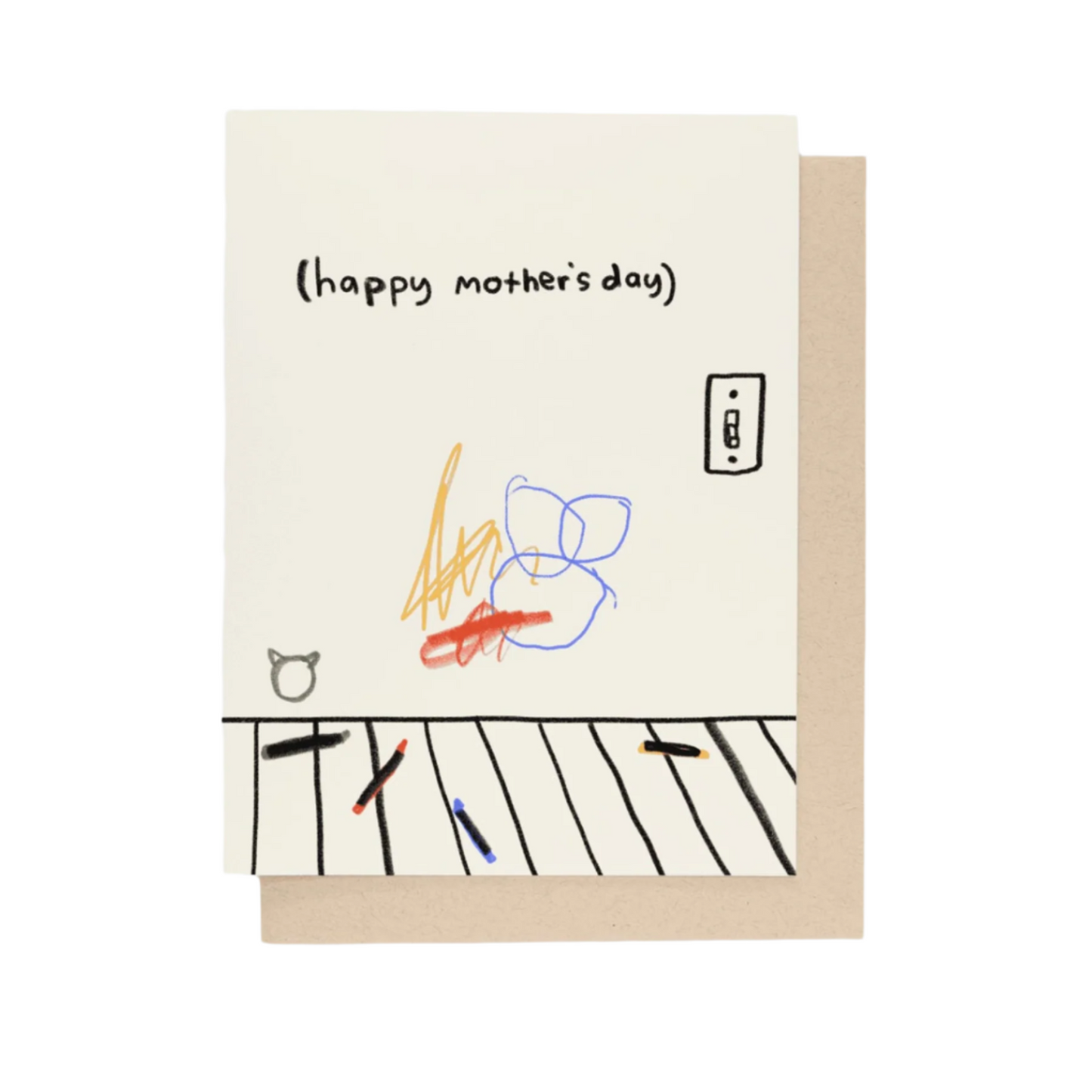 happy mothers day crayons drawing card