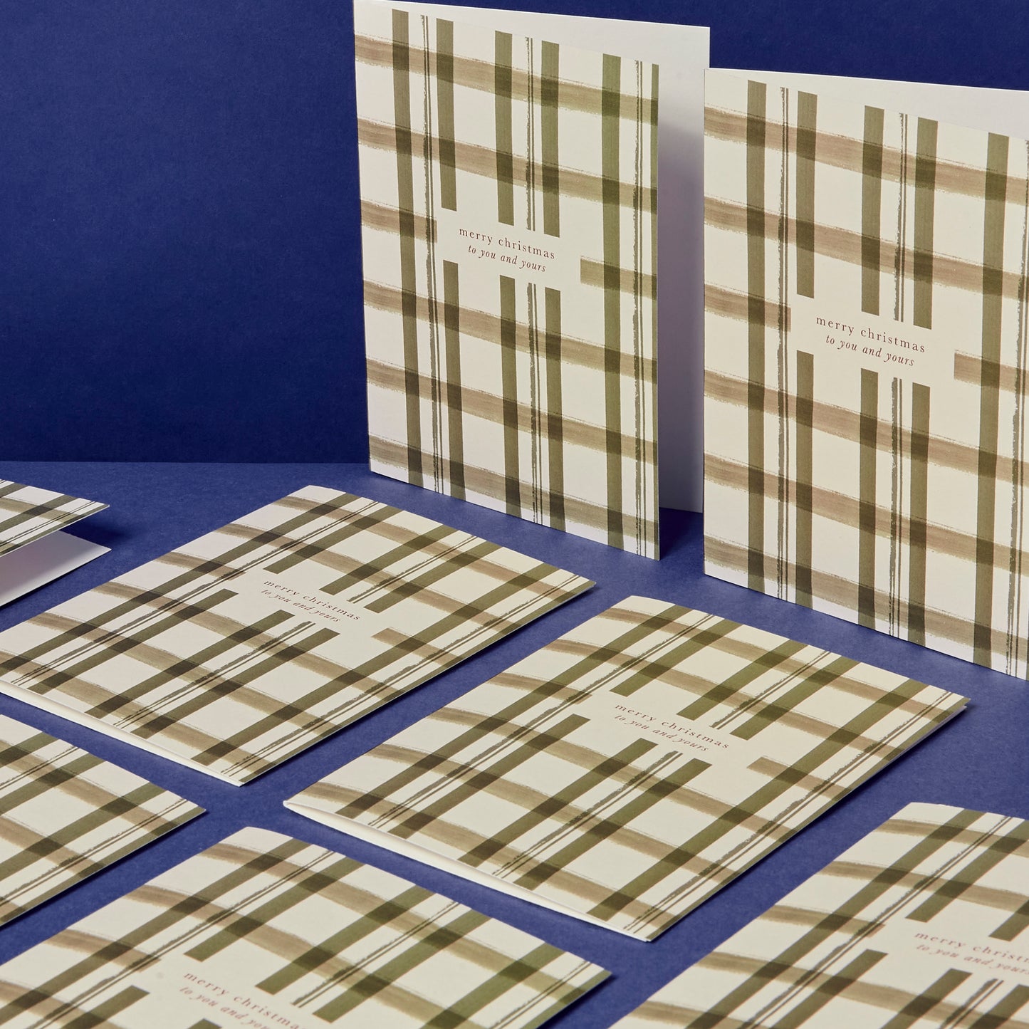 Green Check Merry Christmas - Card Set of 8