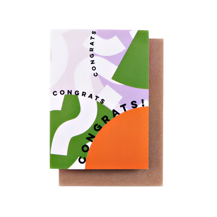 Congrats card in colourful print