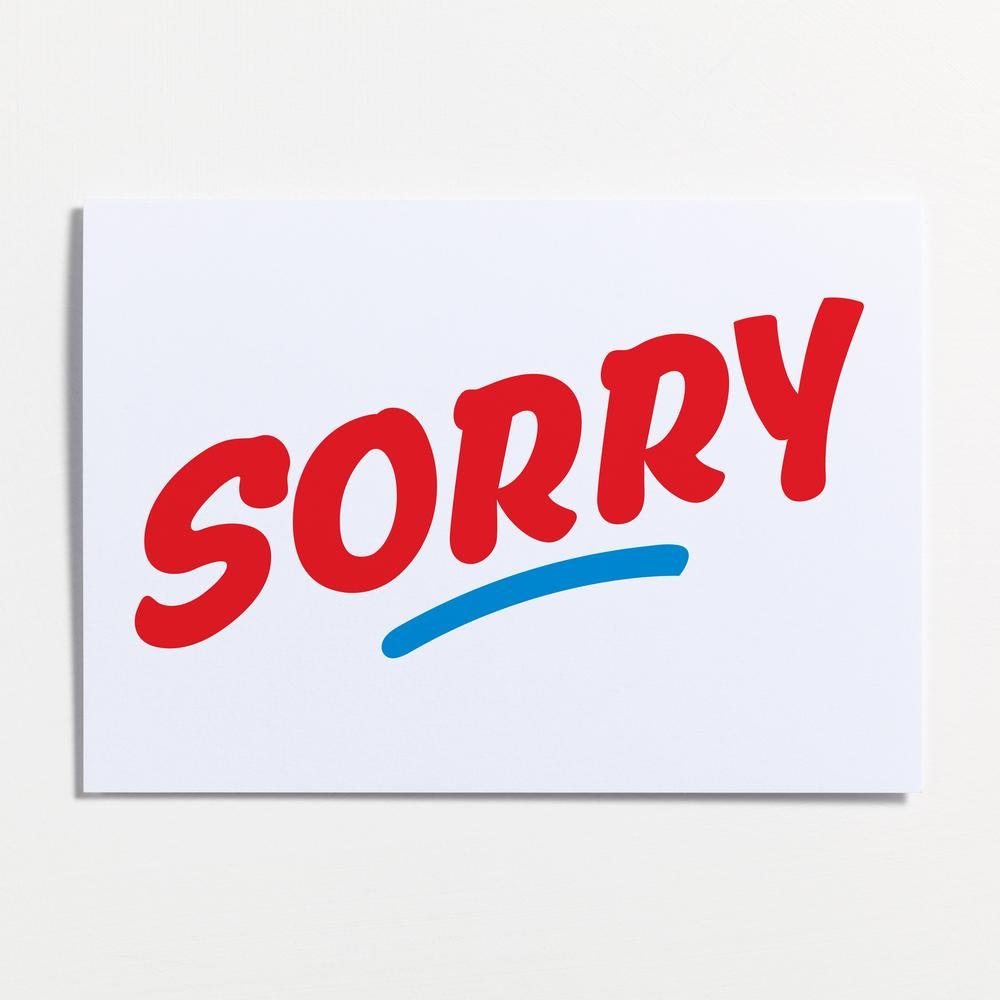 Bold Red blue and white Sorry Card