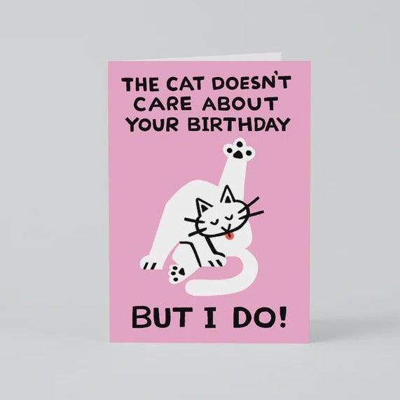Cat Birthday Card Pink