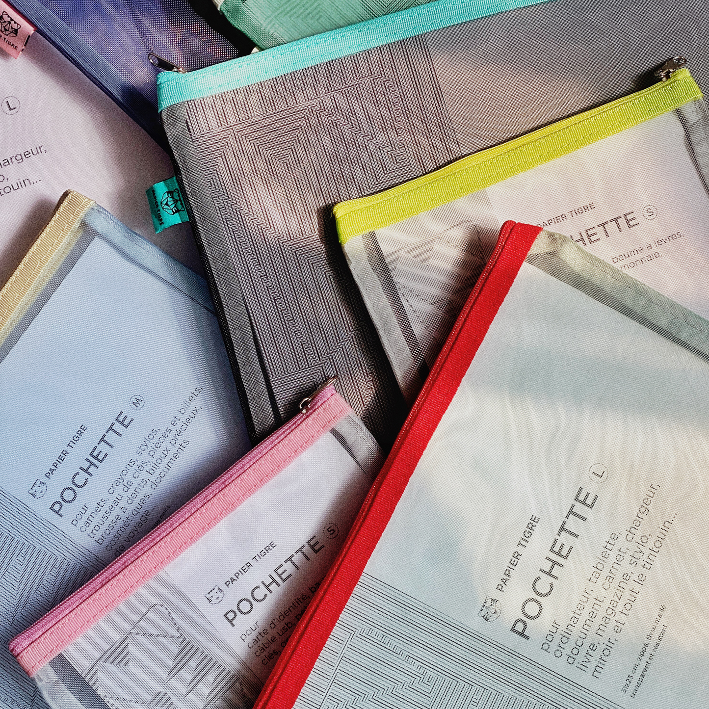 colourful mesh pencil cases