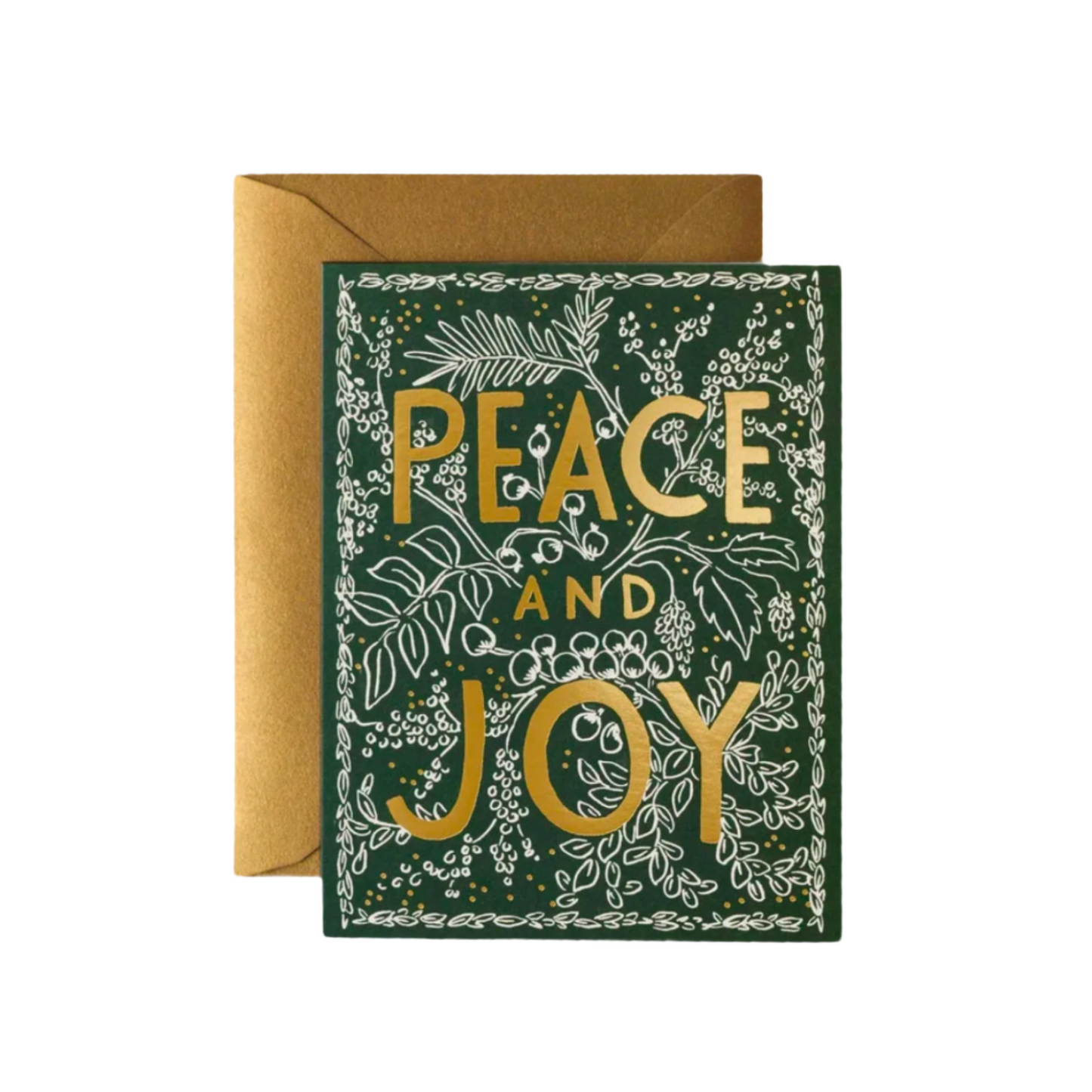 Peace and Joy Green Christmas Card