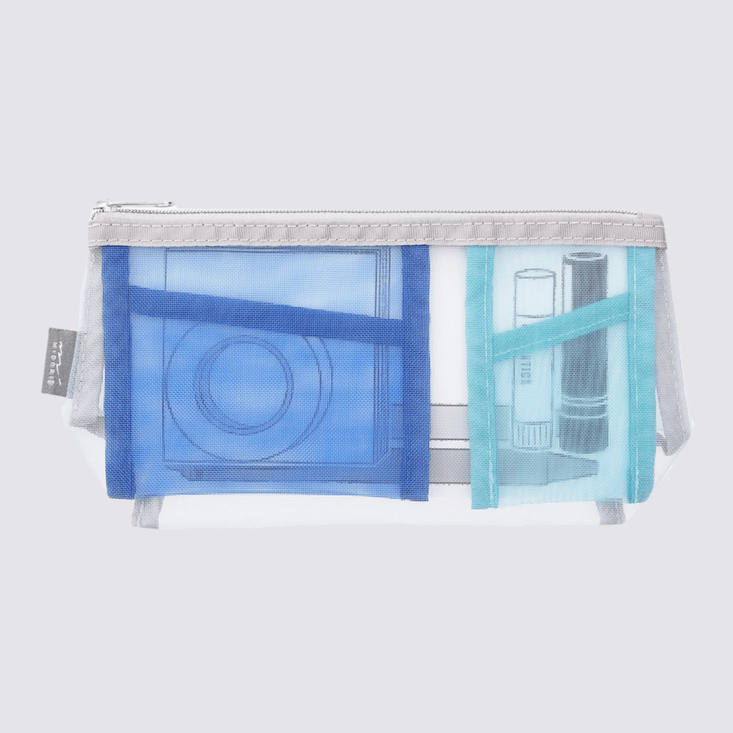 Mesh Pouch Pencil Case with Gusset - Light Blue