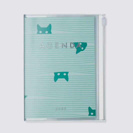 2024-2025 Cats Weekly A6 Diary - Cat Green
