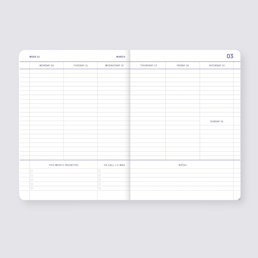 2024-2025 Academic A5 Diary – 18 Months/ Lavender Blue