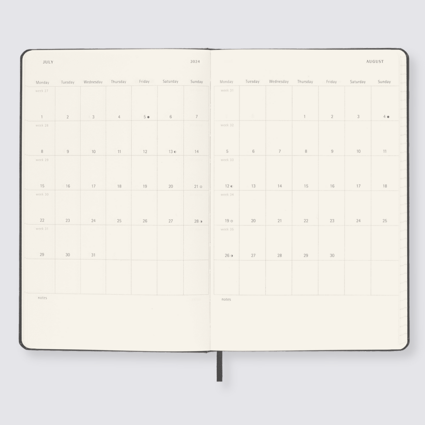 Month at a glance moleskine diary