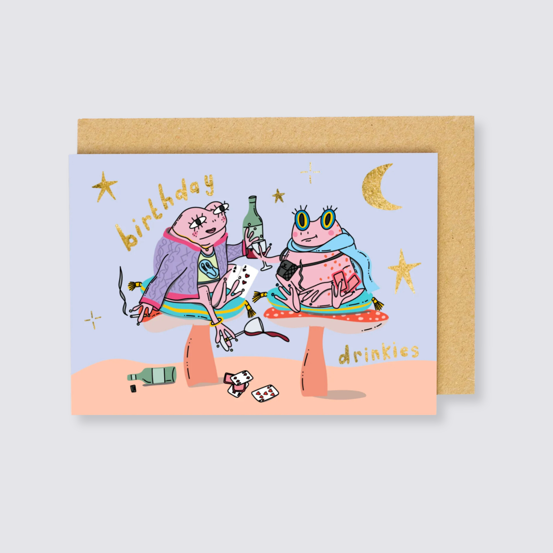 Frog toad birthday drinks card