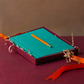 Teal and orange Notebook and Pen Set