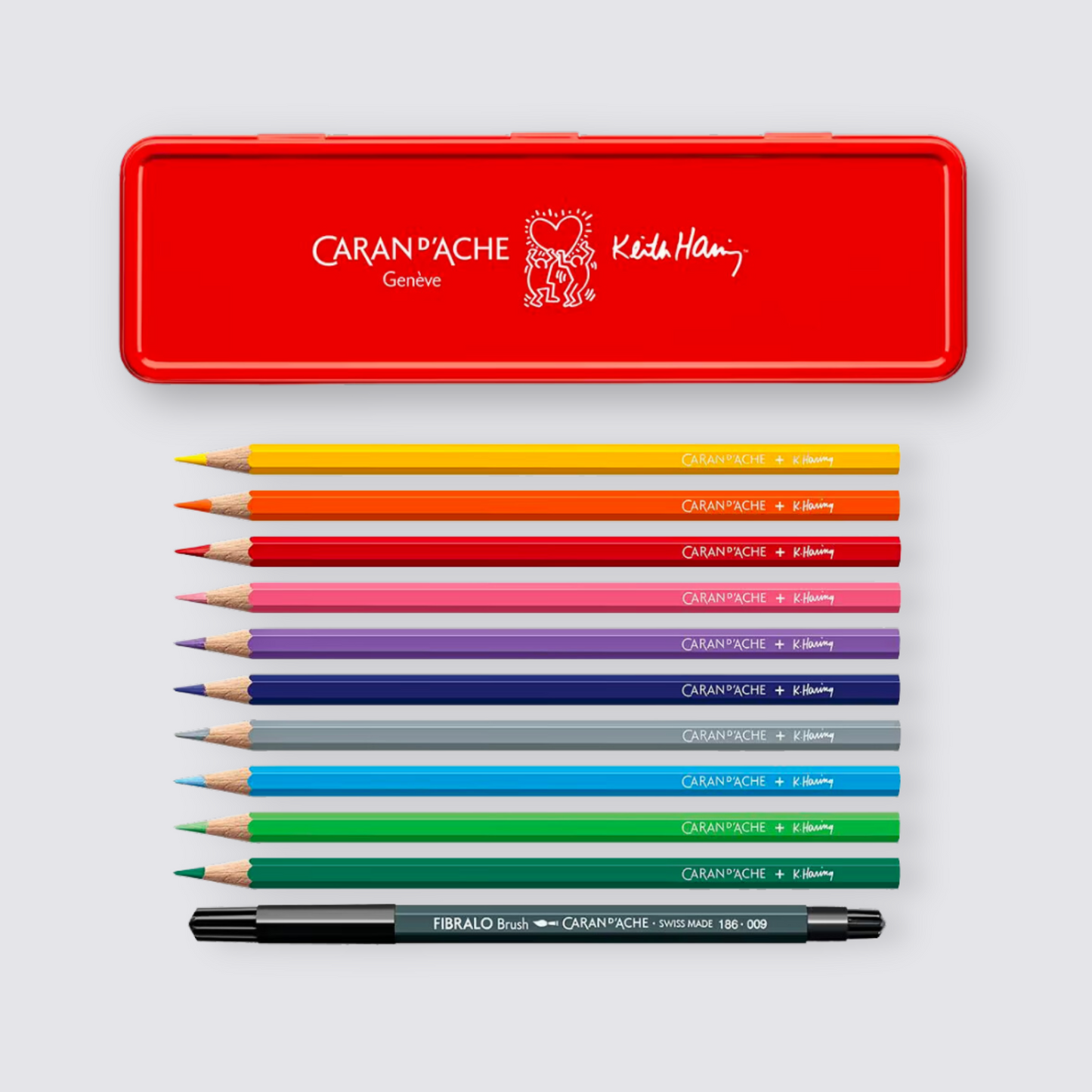 Caran d'ache keith haring colouring pencil set in metal gift tin