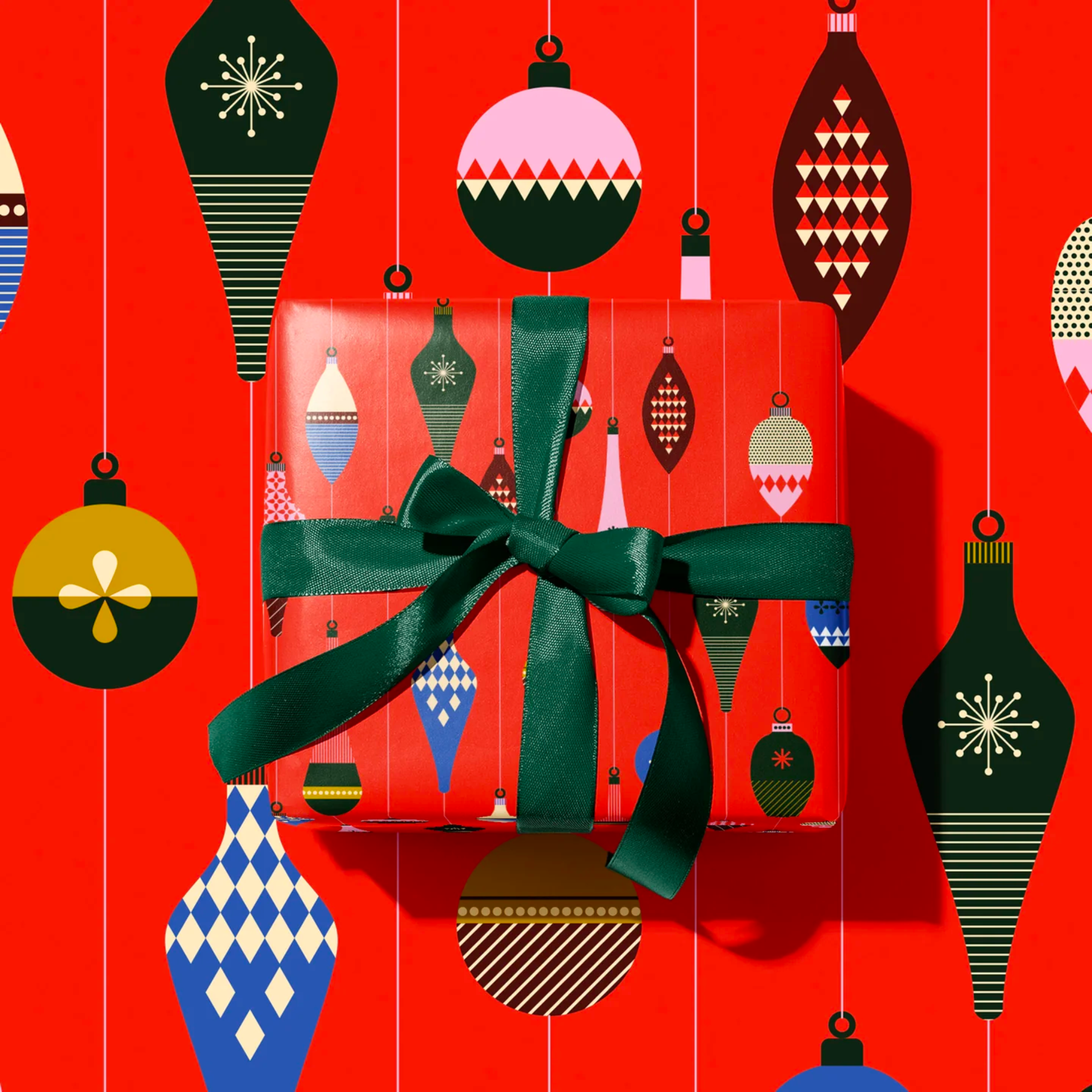double sided christmas baubles wrapping paper