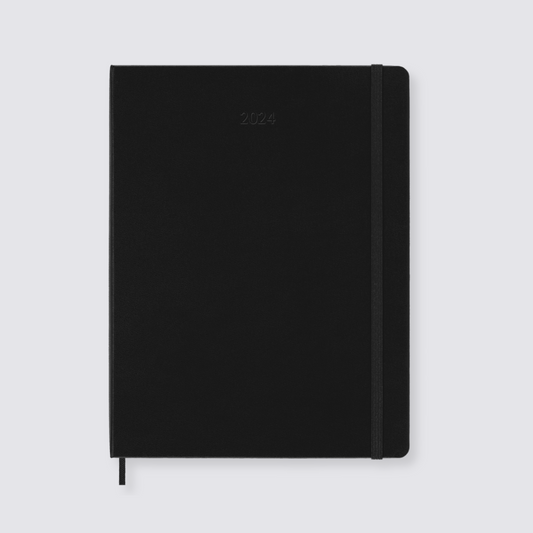 2024 Weekly Hard Cover Diary - Extra Large / Black