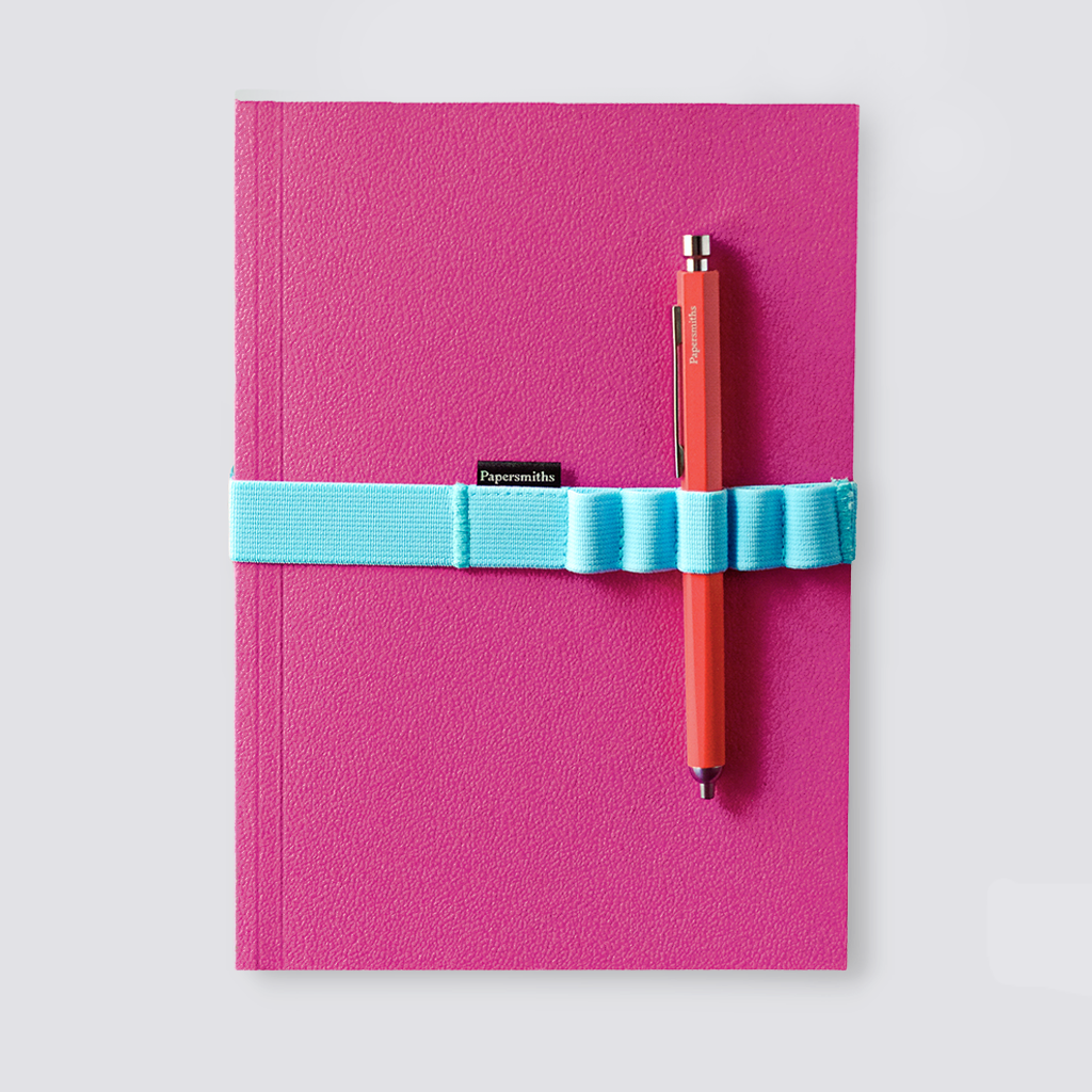 Fuchsia Notebook, Pen and Band Trio - Primo Gel Pen / Dot Grid Paper