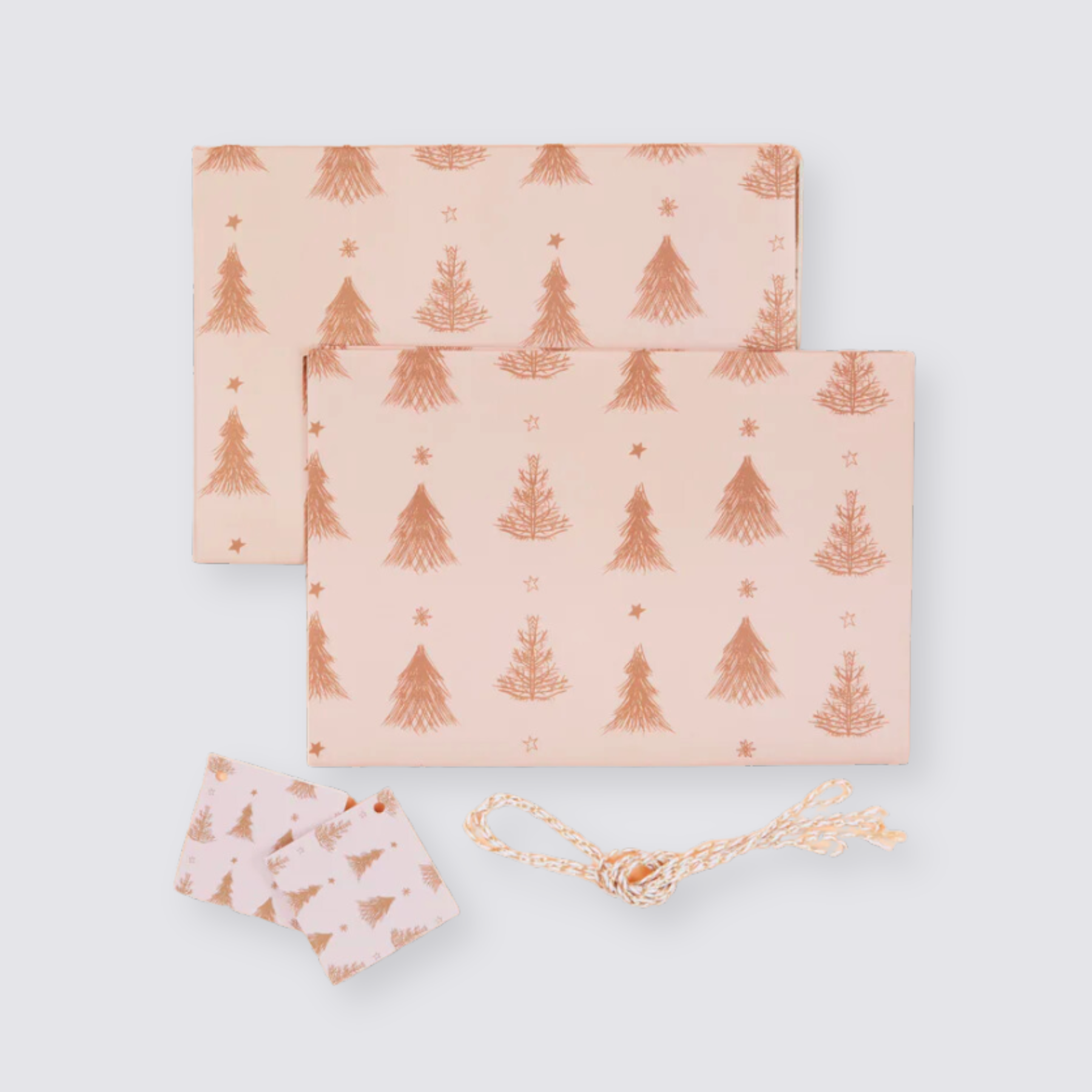 Pink tree gift wrap and gift tags set