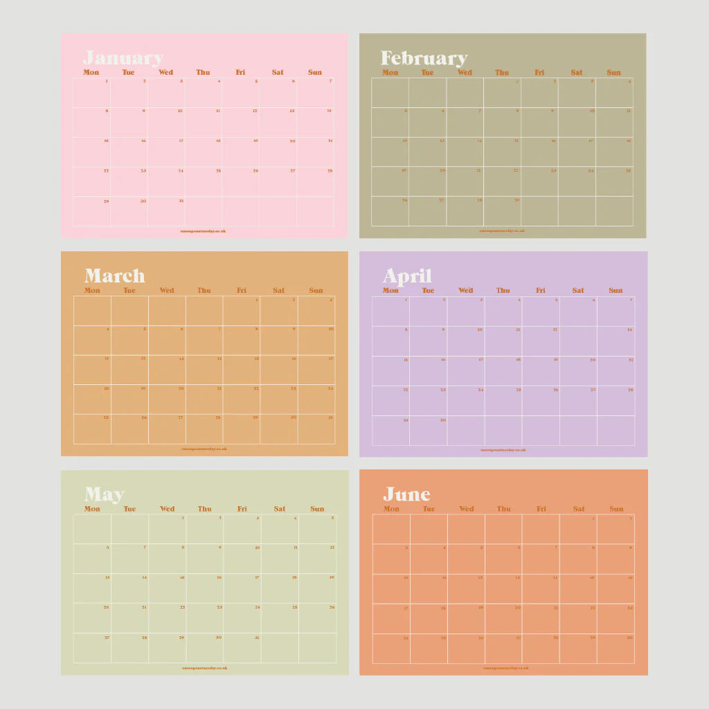 Landscape monthly calendar