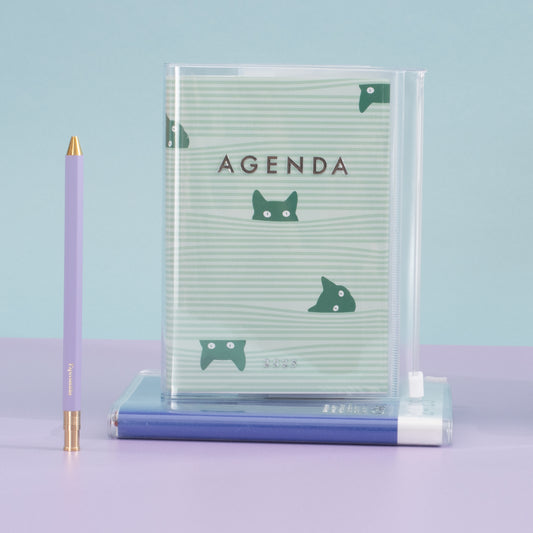 2024-2025 Cats Weekly A6 Diary - Cat Green