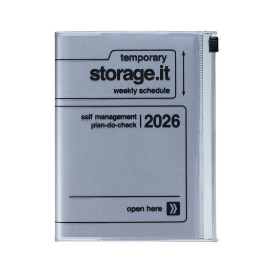 2025-2026 Storage.It Weekly A5 Diary - Silver
