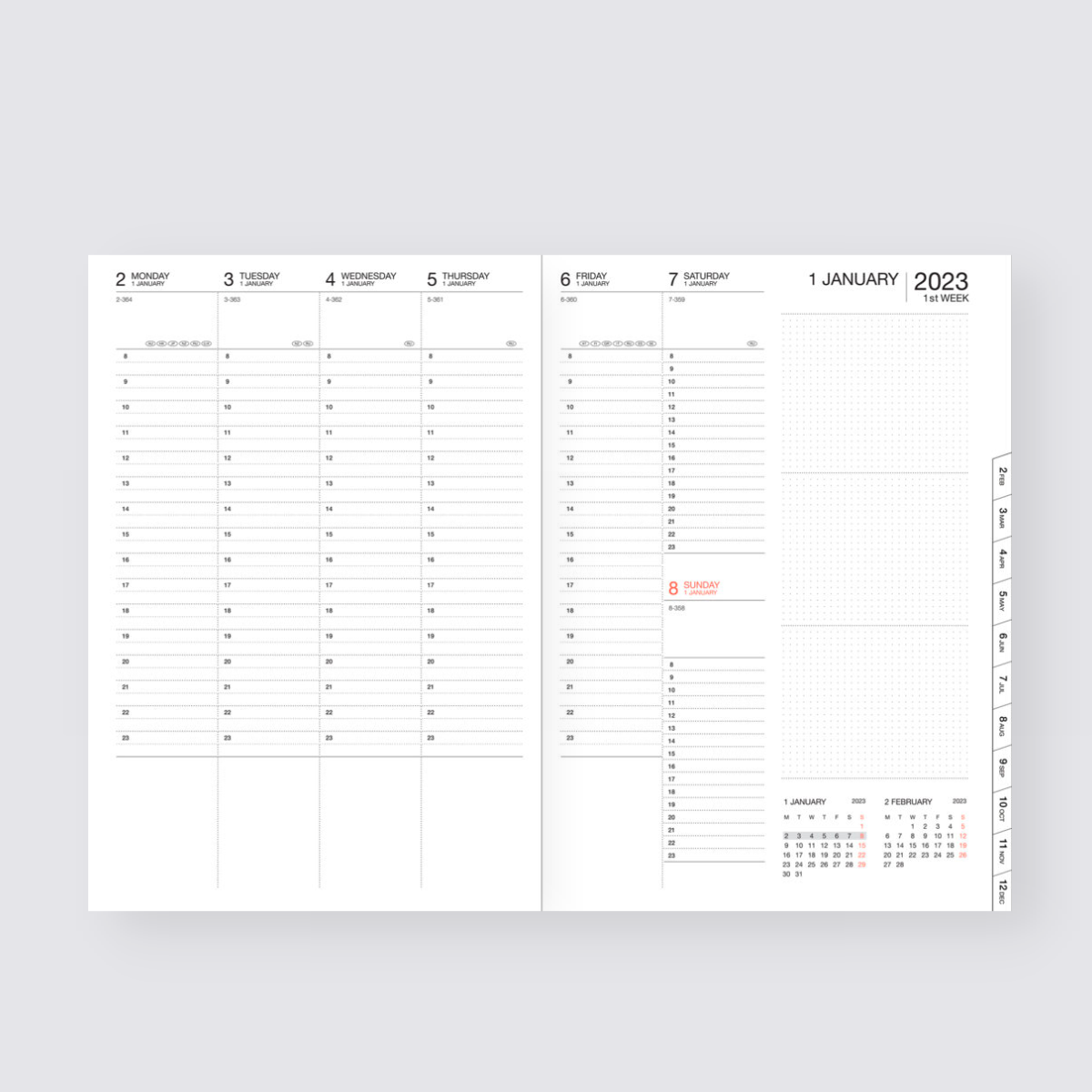 A5 Weekly Vertical Diary