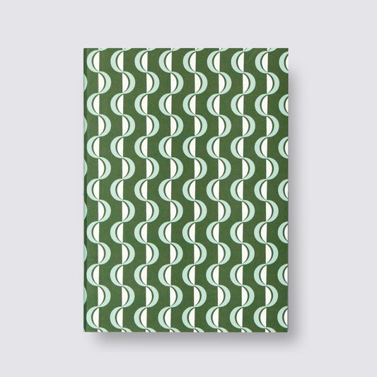 Medium Layflat Notebook - Wave Forest Green/Blue - Dot Grid
