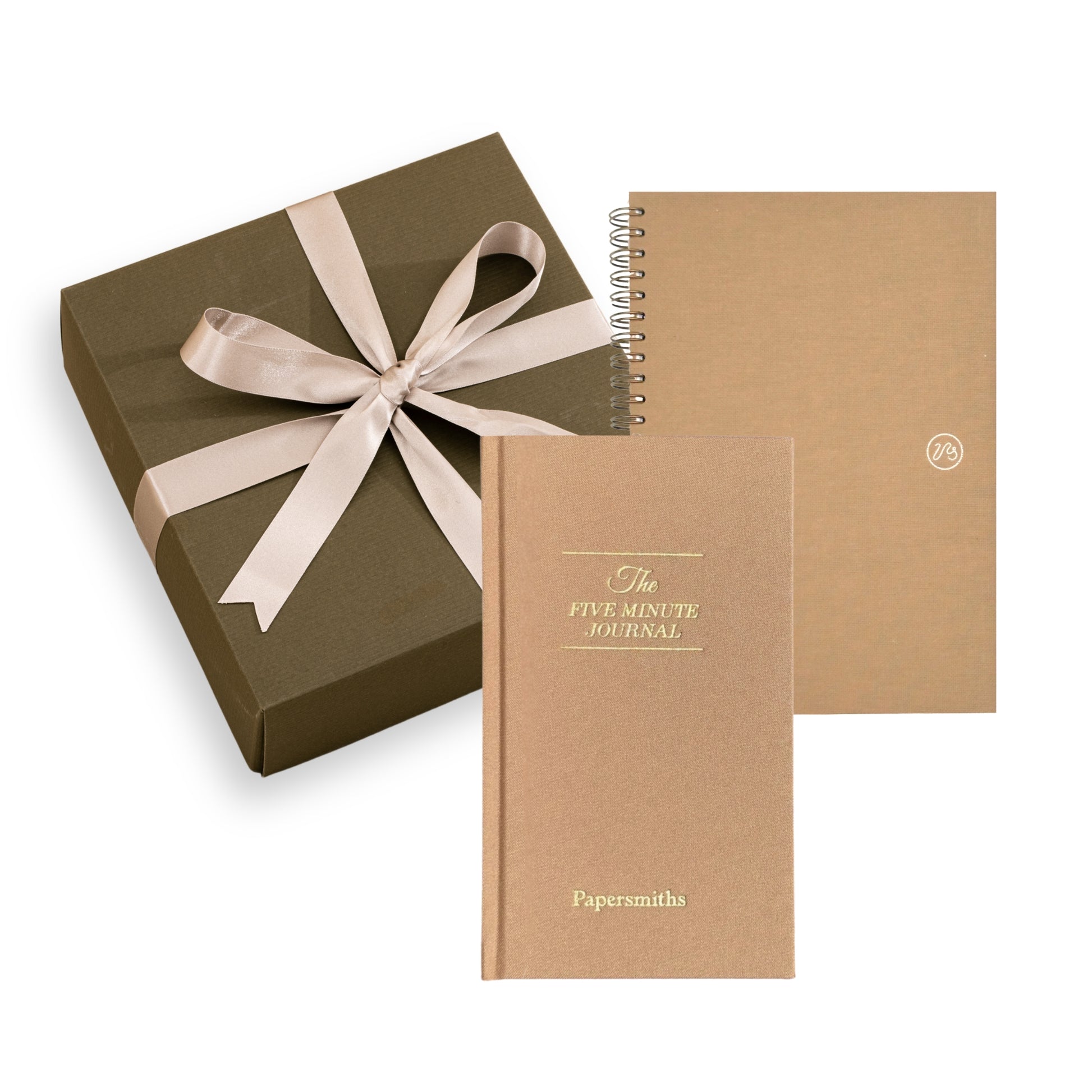 Notebook & Five Minute Journal Gift Set - Mocha Brown