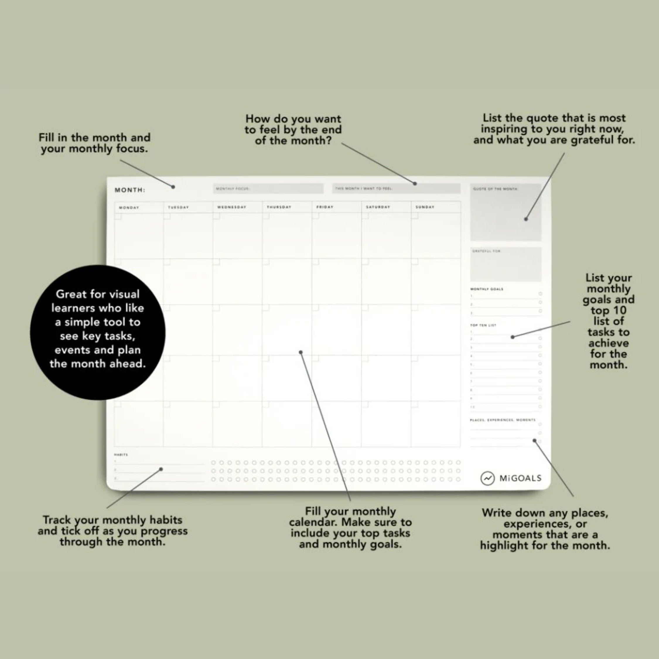 large desk pad for monthly planning