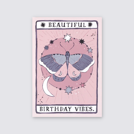 Moth Illustrated Birthday Vibes Card
