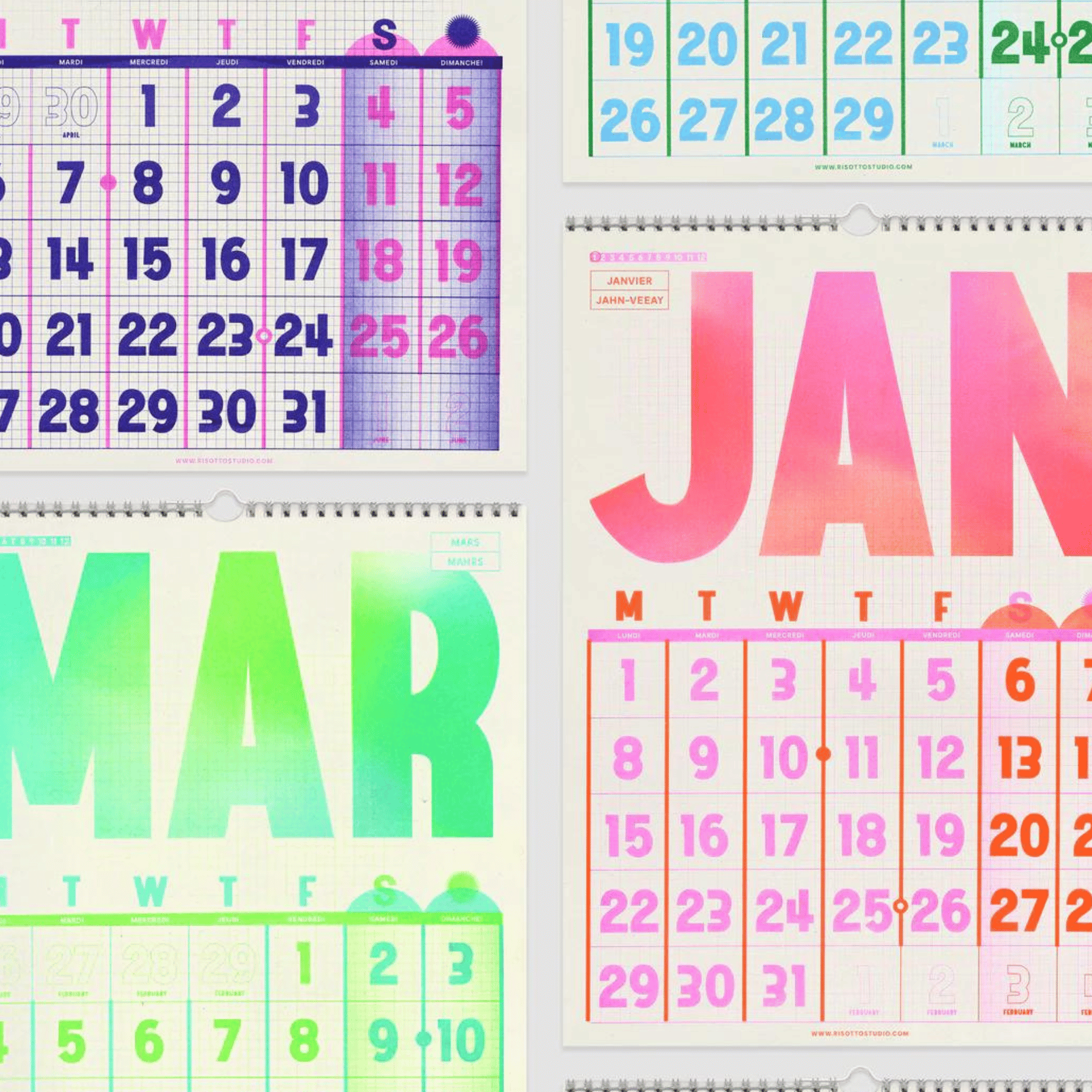 bright printed 2024 calendar