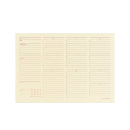 Weekly Desktop Planner Pad - Butter Yellow