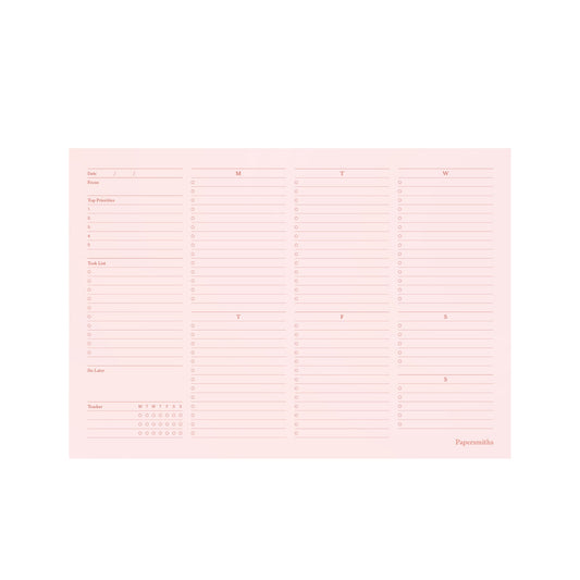 Weekly Desktop Planner Pad - Misty Pink