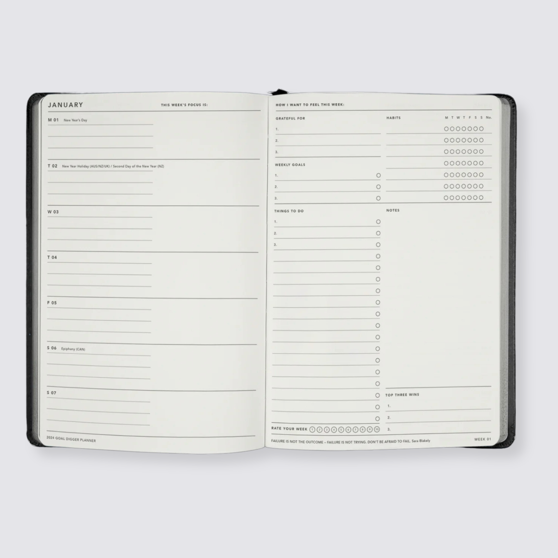 Beige 2024 weekly goal planner diary