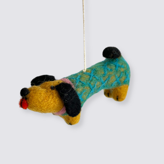 Wiener sausage dog hanging felt decoration