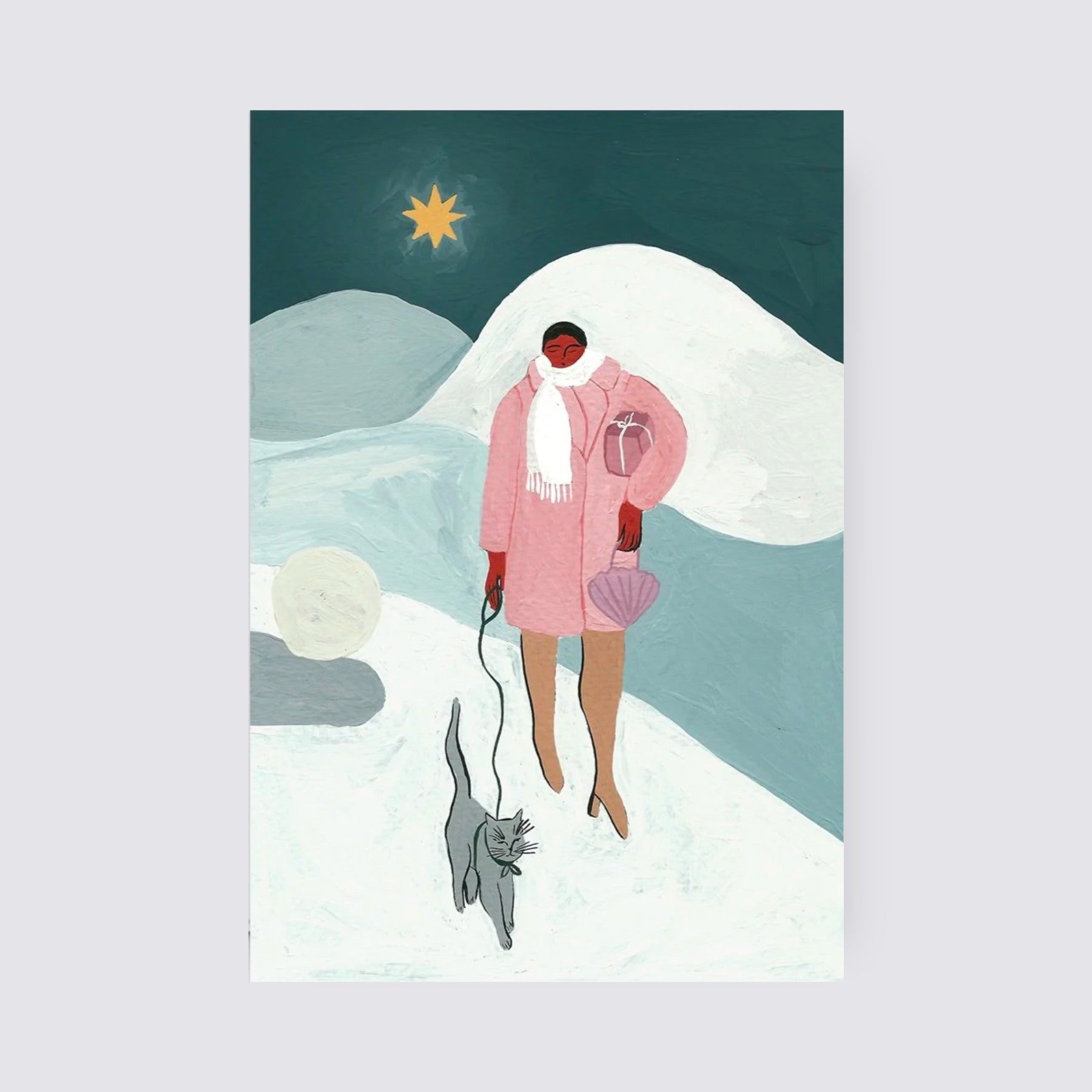 Winter Walk Illustrated Greetings Card