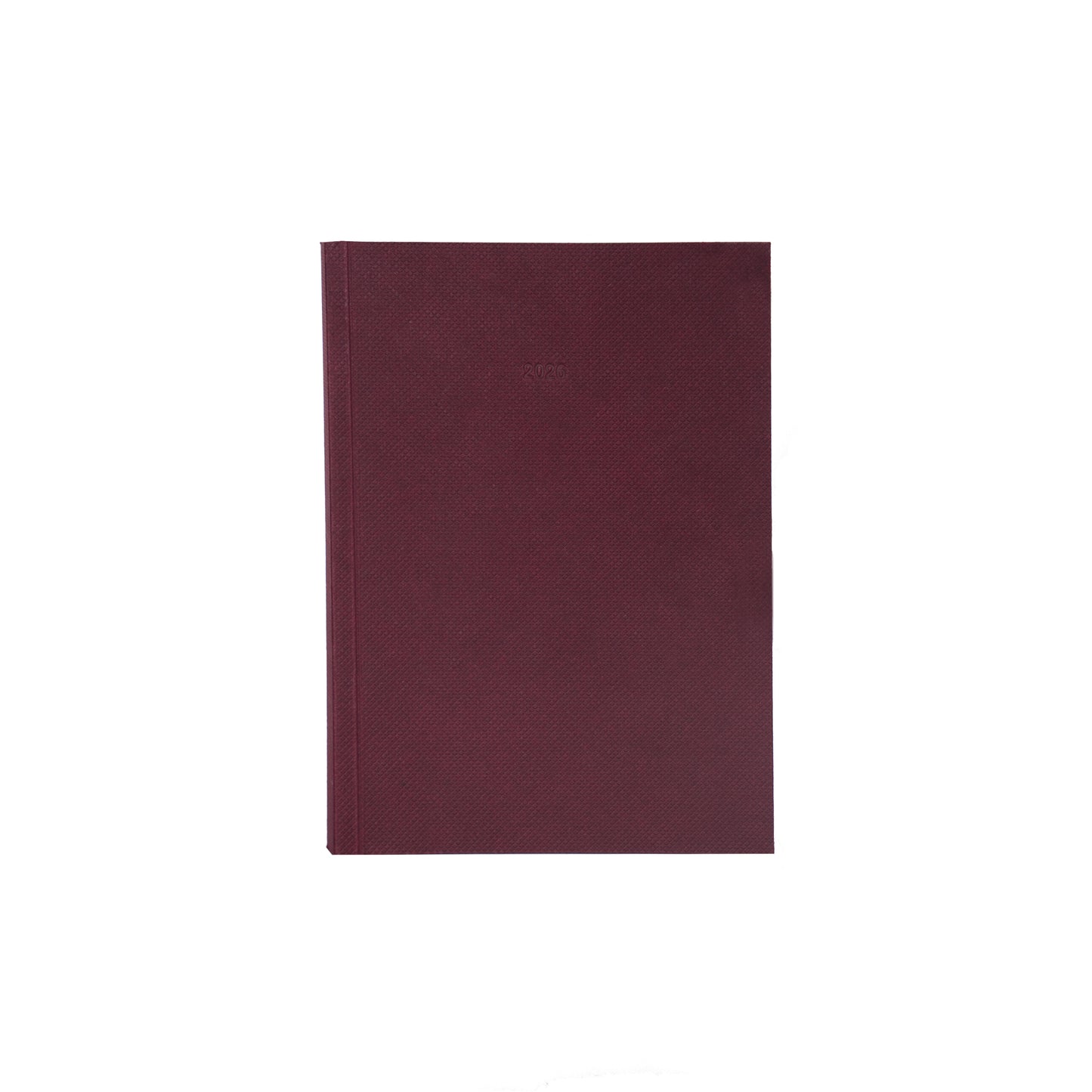Maroon notebook on a white background