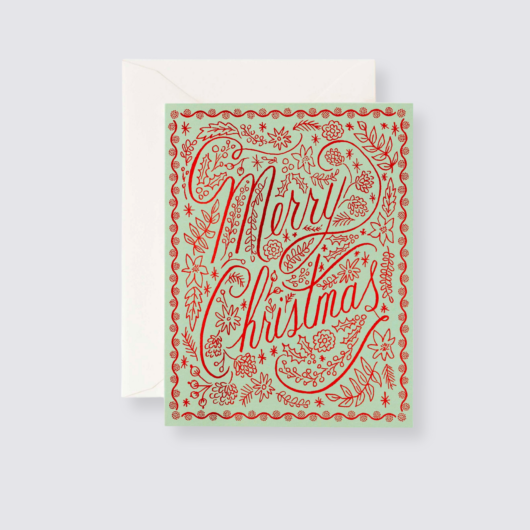 Merry christmas card with red foil 