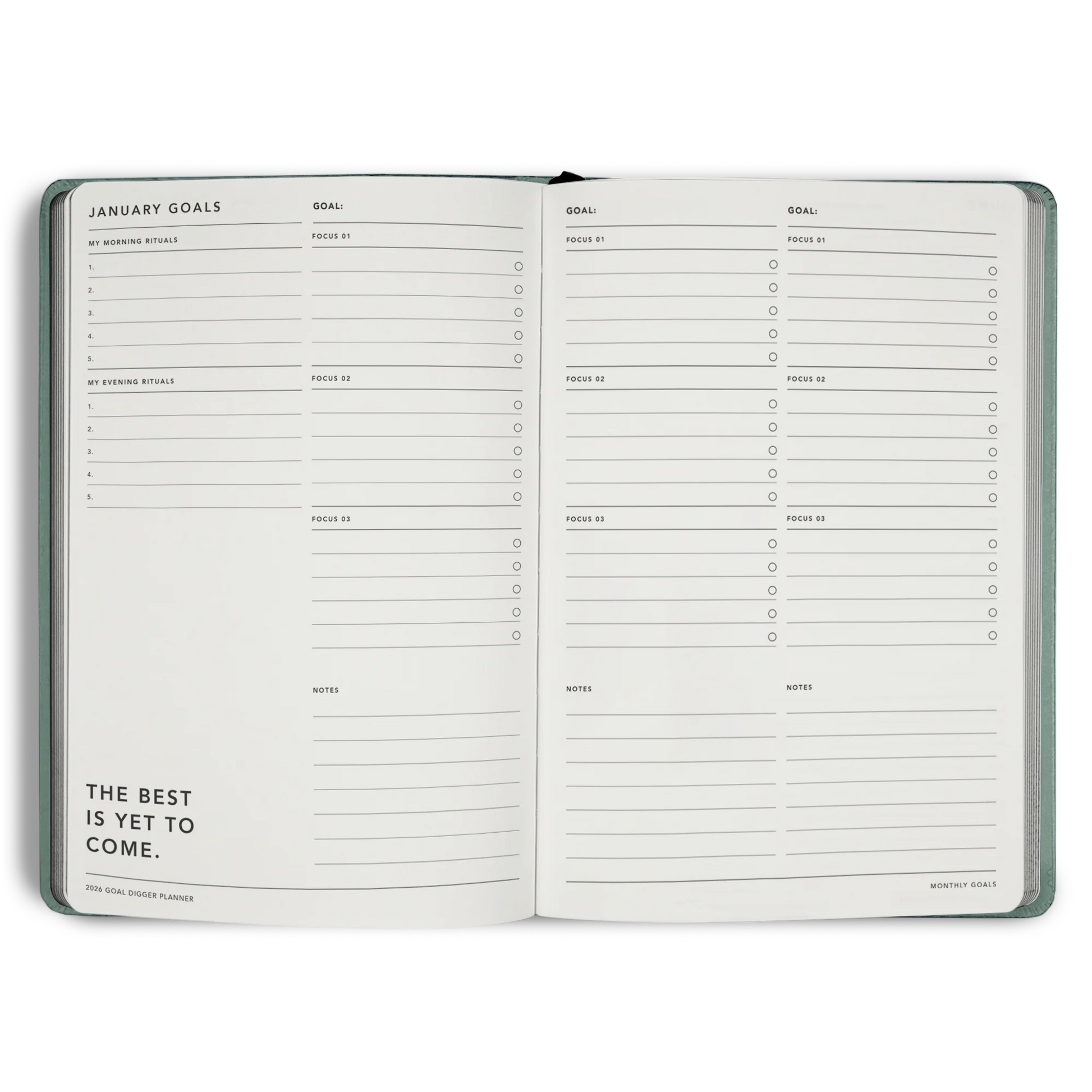 2026 Goal Digger Diary - Classic / Sea Green