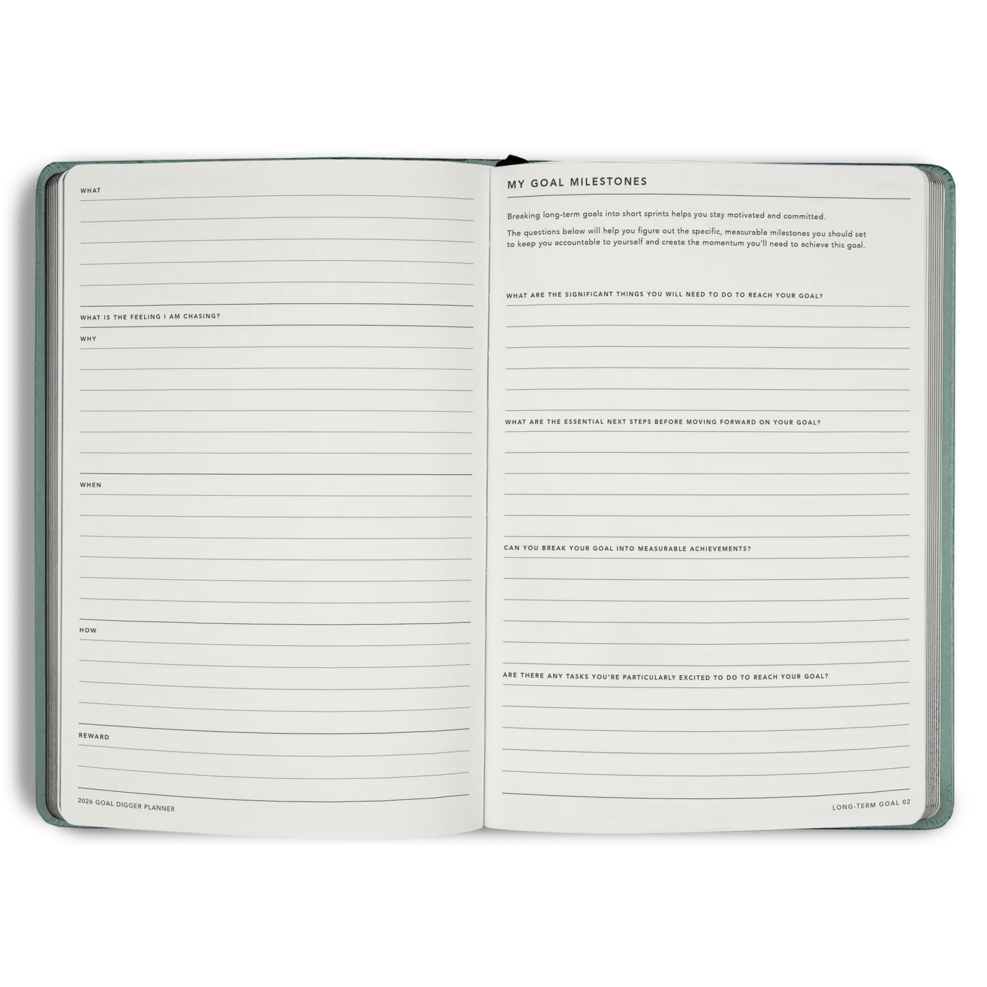 2026 Goal Digger Diary - Classic / Sea Green